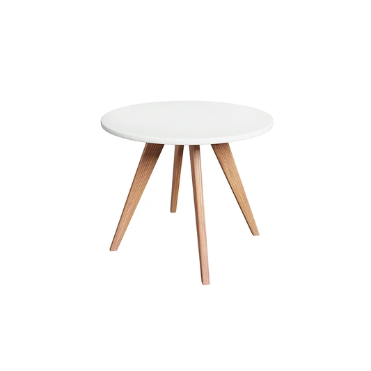 White Wooden Round End Table